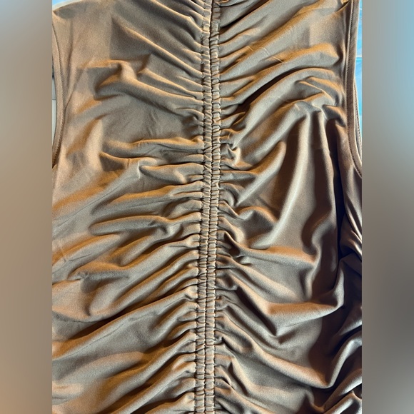 NWT Calvin Klein Camel colored ruched sleeveless blouse. Various sizes. - Picture 6 of 9